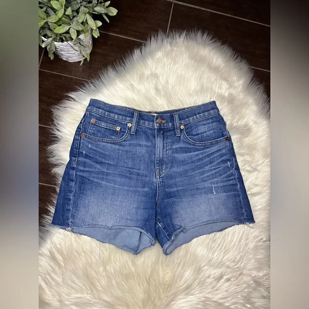 Madewell denim hi rise raw hem shorts sz 26